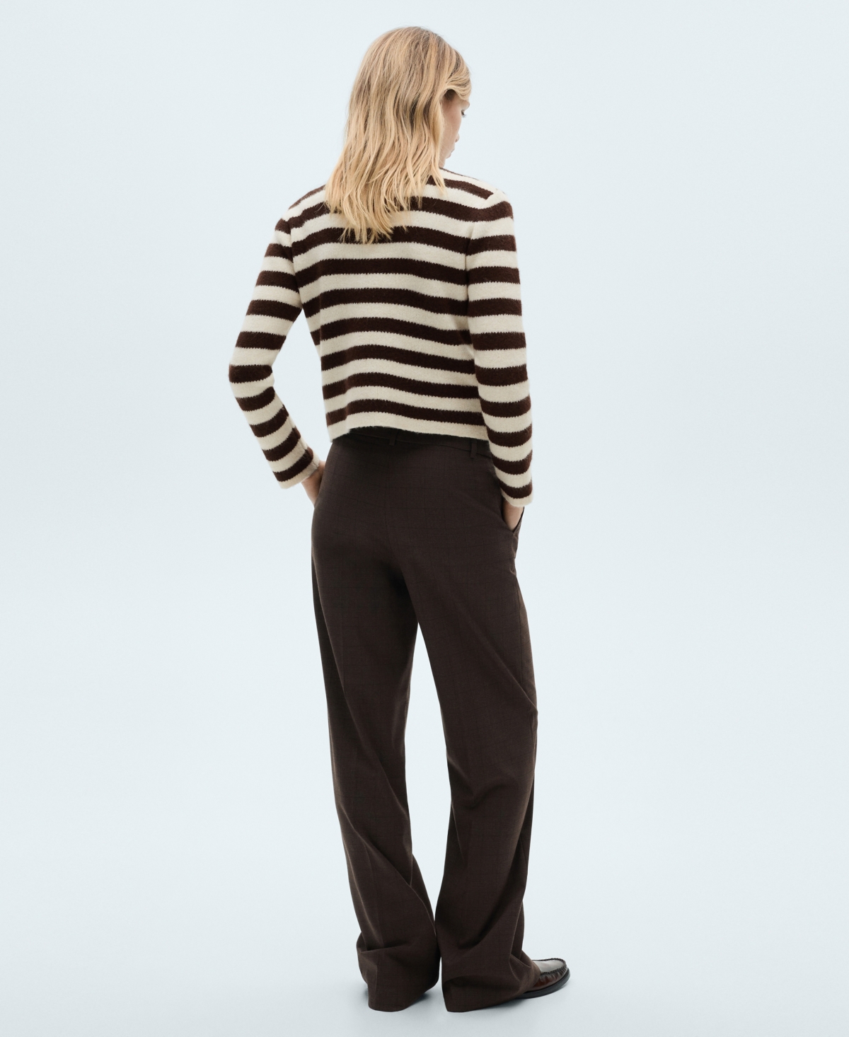 Mango Women's Buttons Detail Striped Cardigan In Ecru