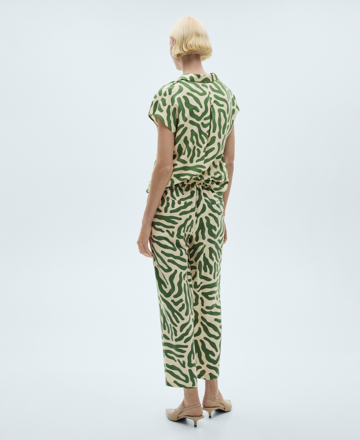 Mango Women's Printed Straight Pants In Green