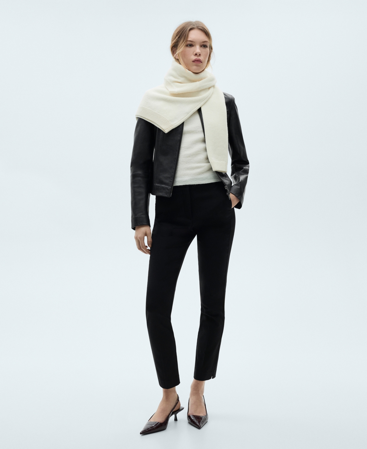 Shop Mango Women's Crop Skinny Pants In Black