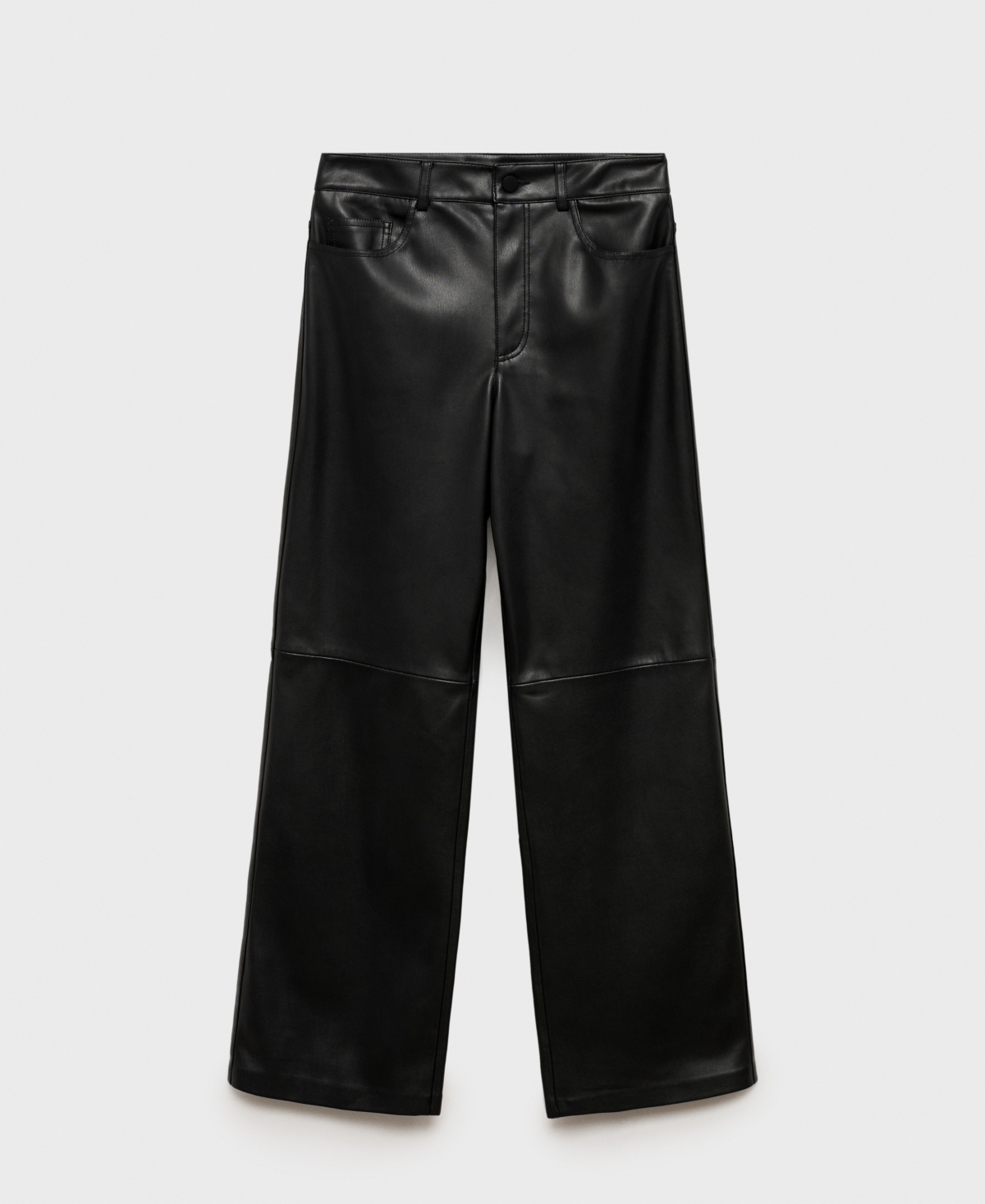 Shop Mango Women's Leather-effect Straight Pants In Black