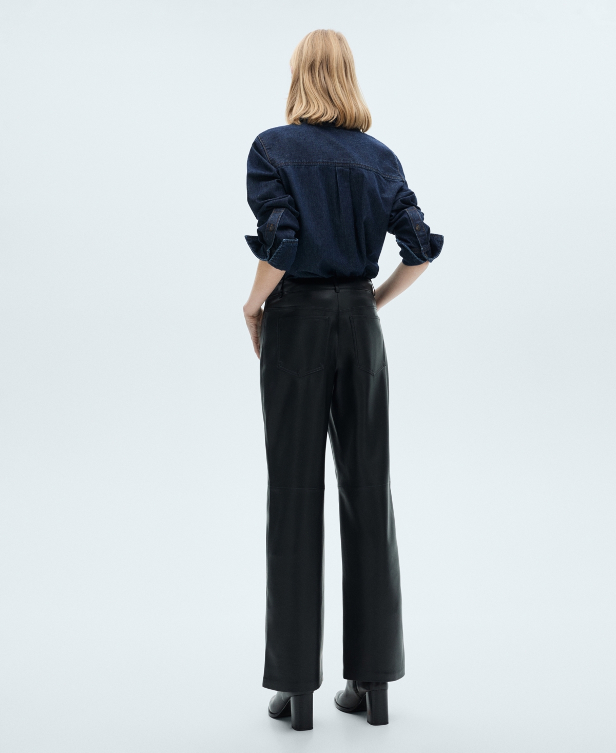 Shop Mango Women's Leather-effect Straight Pants In Black