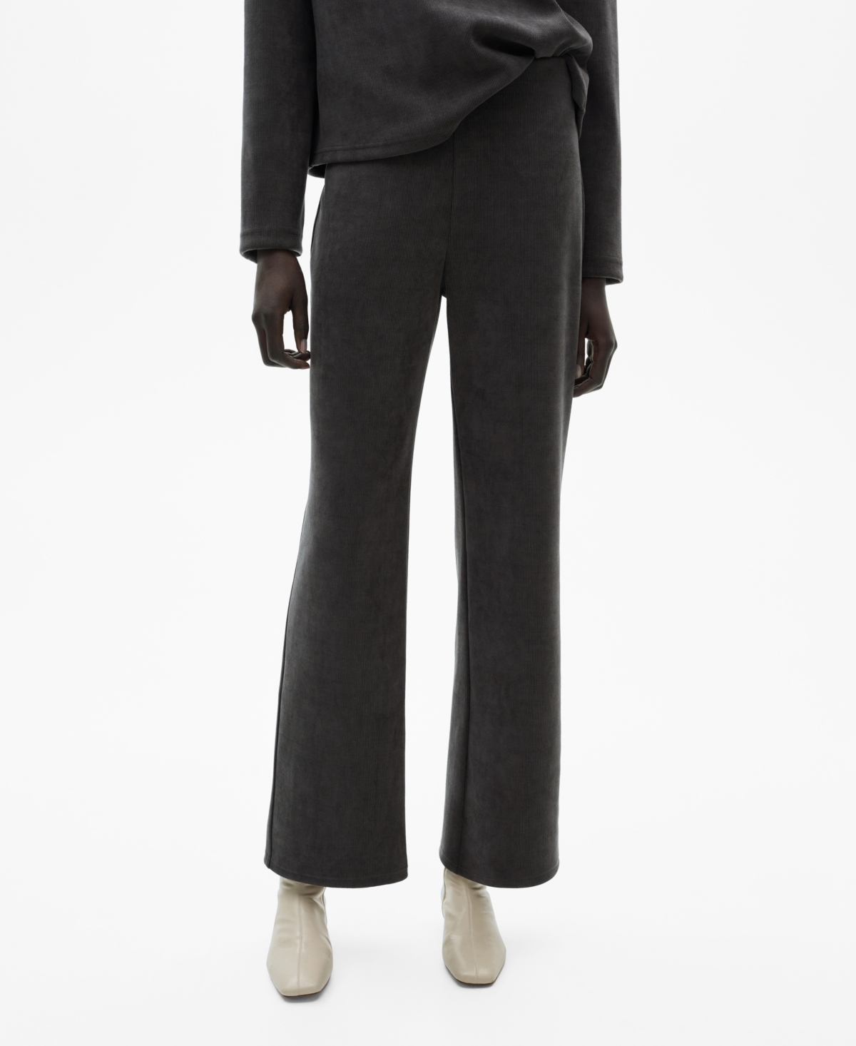 Shop Mango Women's Corduroy Straight Pants In Dark Heather Gray