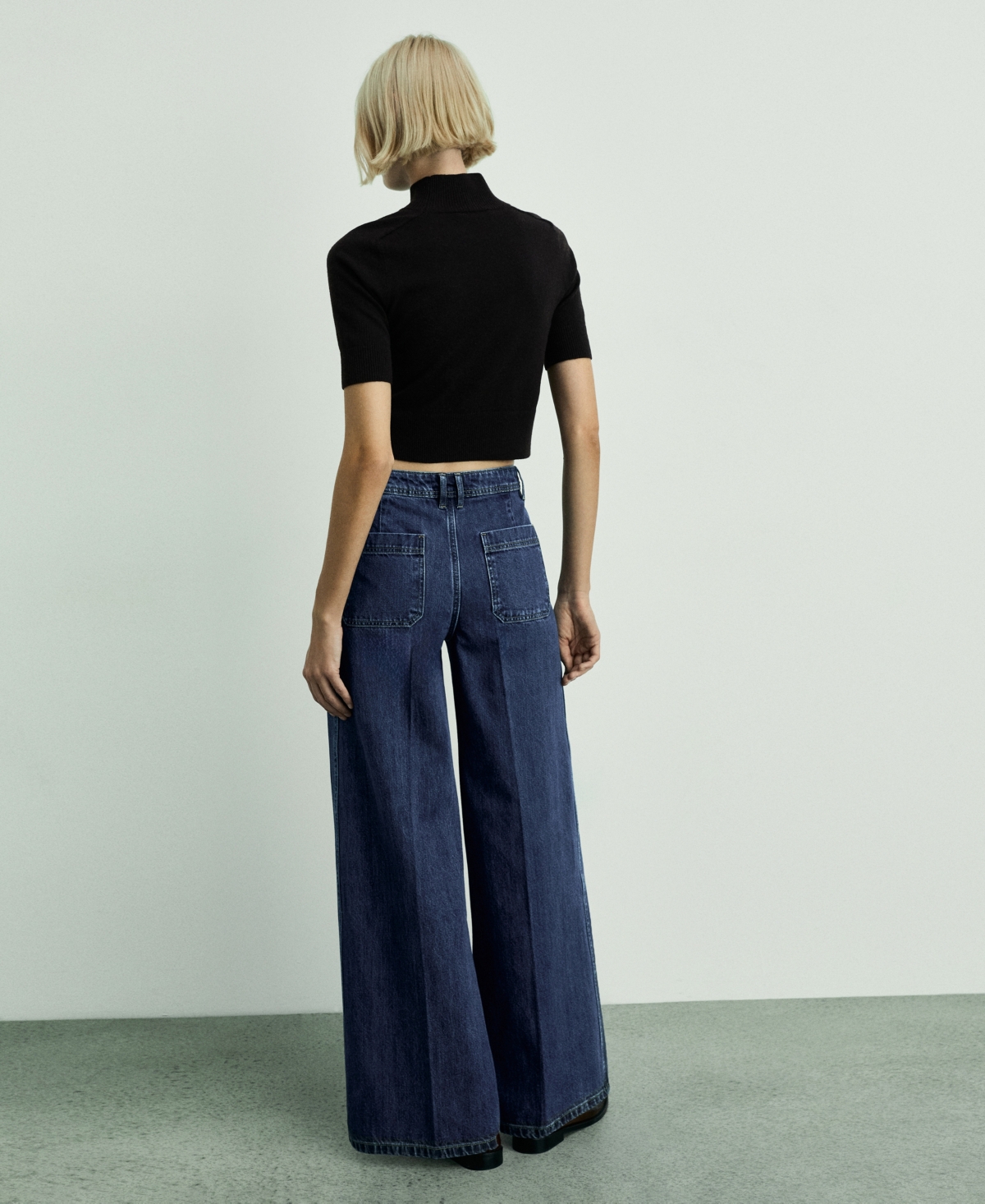 Mango Wideleg Jeans With Pockets Dark Blue In Dark Blue