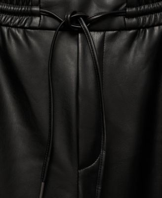Women's Leather-Effect Elastic Waist Pants