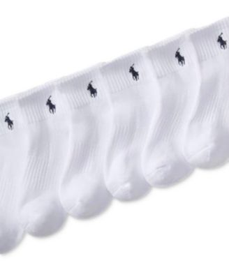 Little & Big Boys Solid Quarter Crew Socks, 6-Pack 
