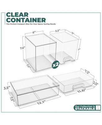 3 Pack Clear Acrylic Drawer Organizers - Makeup Case Pull-Out Drawers (7.6   Tall and 12.1   Wide)