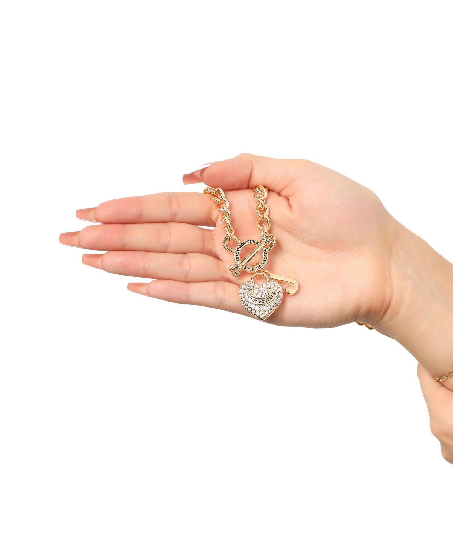 -Tone Heart and Logo Toggle Charm Necklace