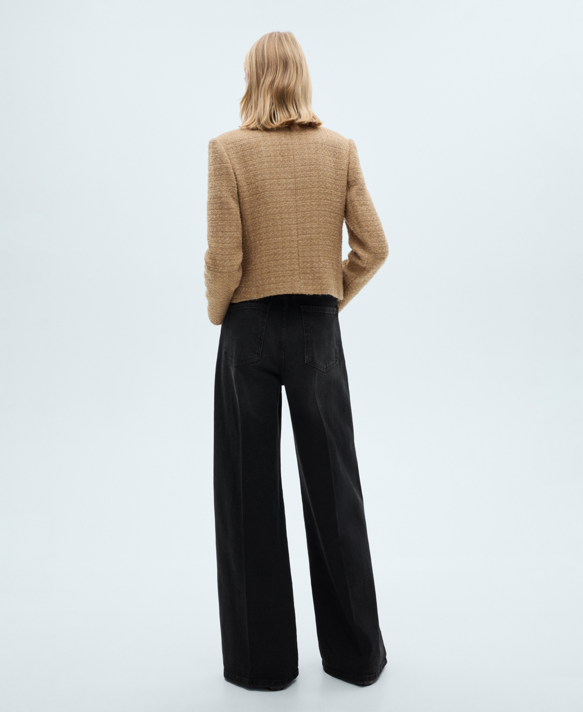 Mango Women's Mandarin Collar Tweed Blazer In Medium Brown