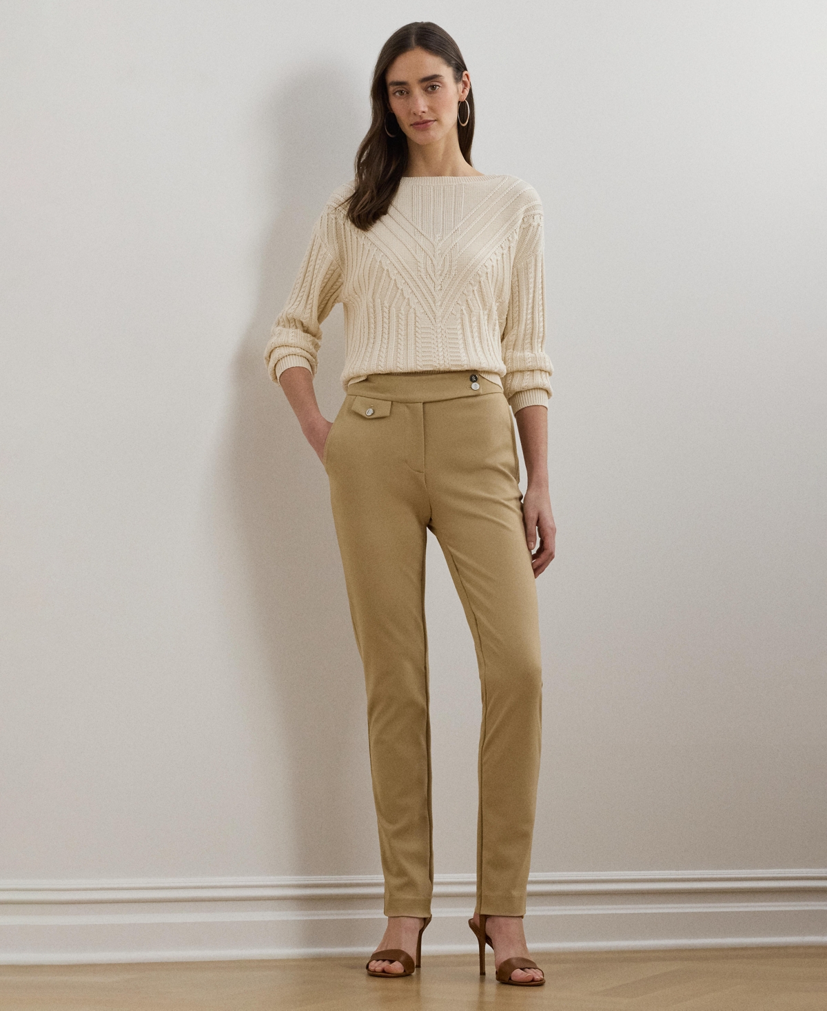Ralph Lauren Women's Ponte Ankle Pant In Birch Tan