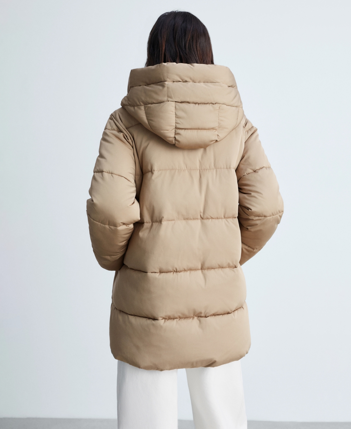 MANGO WOMEN'S HOOD QUILTED COAT 