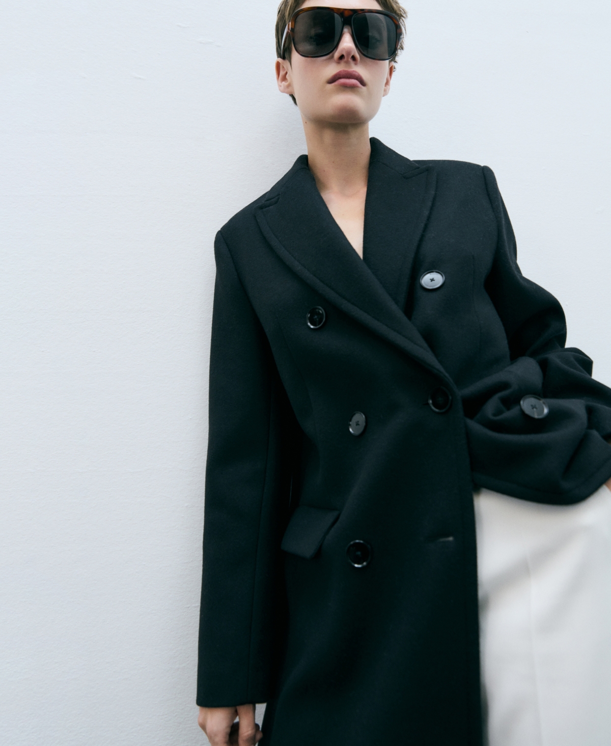 Mango Women's Handmade Oversized Wool Coat In Black