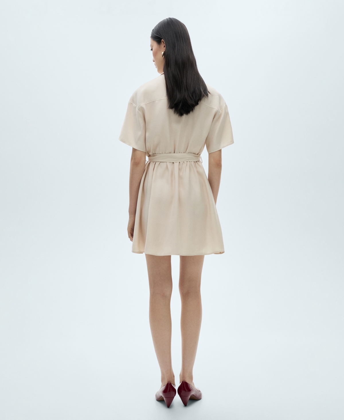 Shop Mango Women's Belt Shirt Dress In Beige