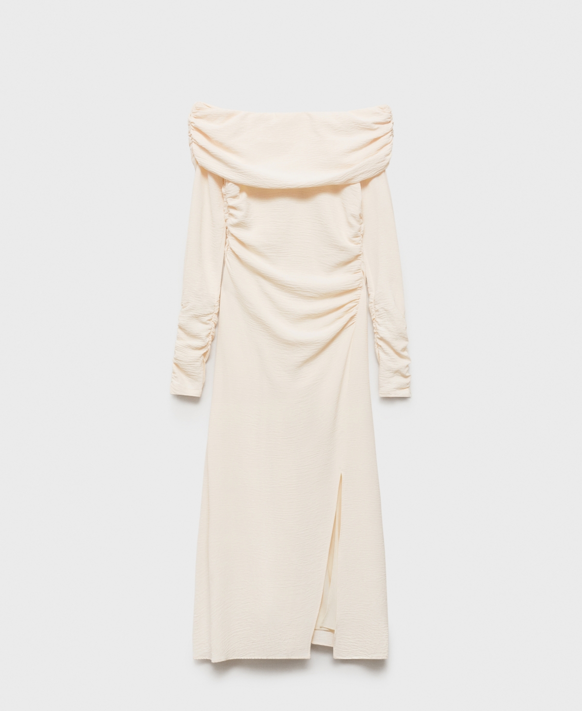 Mango Off The Shoulder Long Sleeve Dress In White