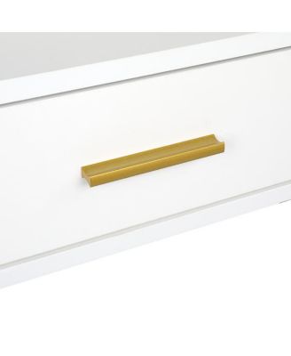 Large Vanity Set with 9 LED Bulbs, Makeup Table with Cushioned Stool, 3 Storage Shelves & 4 Drawers