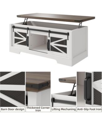 Lift Top Coffee Table with Storage Shelf and Hidden Compartment