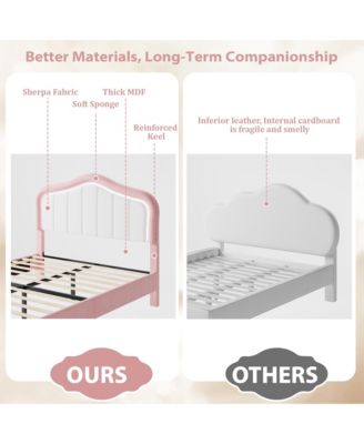 Full Upholstered Bed Frame with Storage Drawers, Cute Girls & Boys Bed with Adjustable Headboard