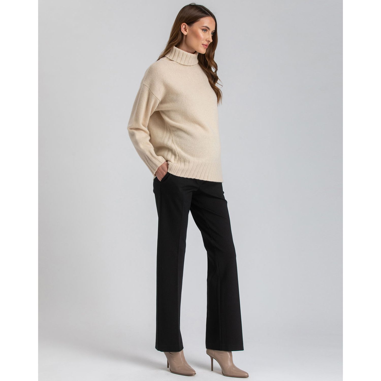 Maternity Adjustable Waistband Straight-Leg Trousers Comfy Leo