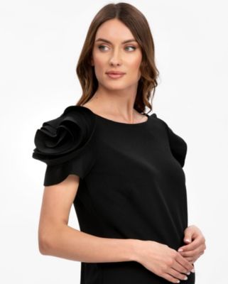 Maternity Sheath Capri Dress with Rose Sleeve Detail