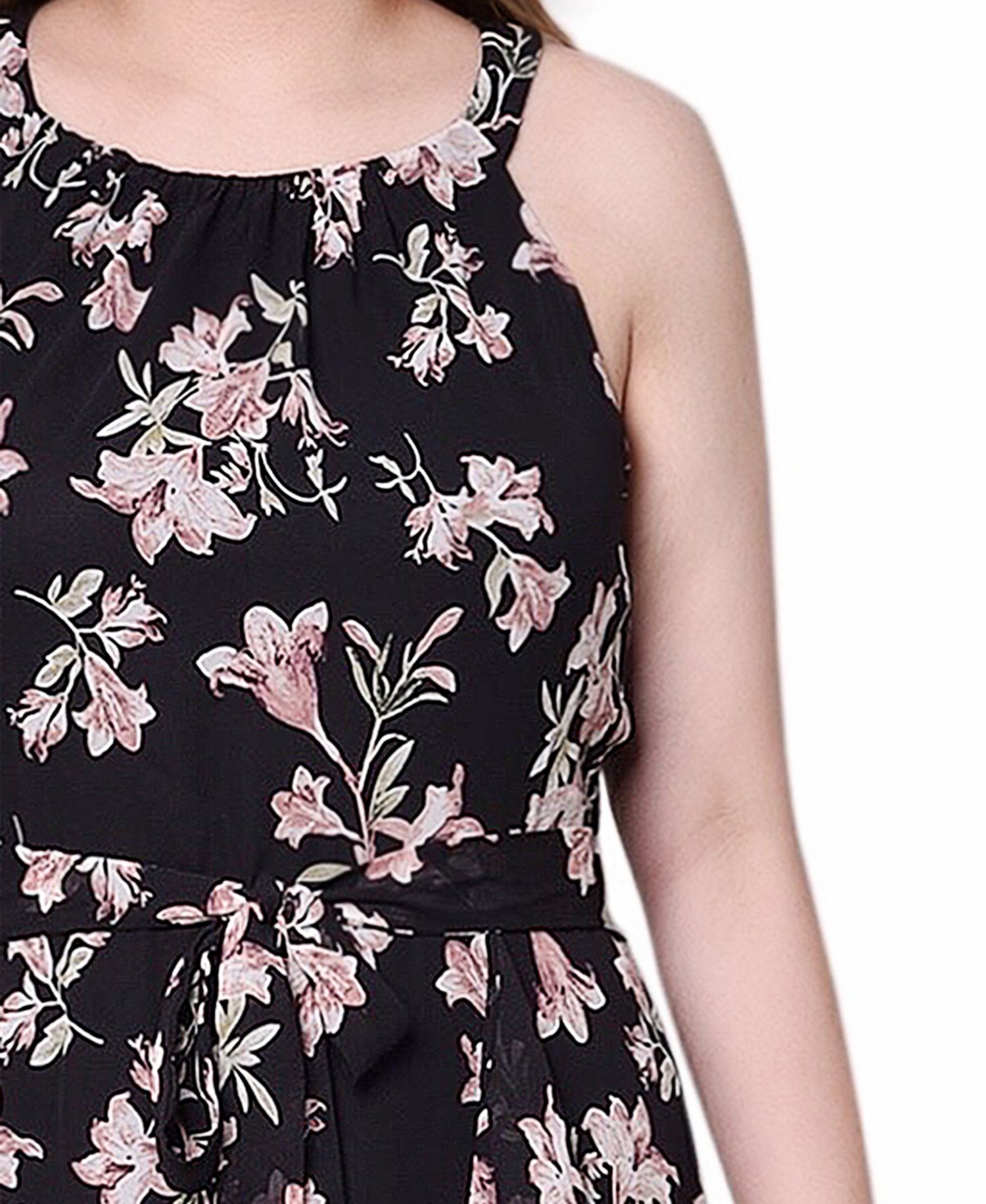 Petite Halter Front Chiffon Maxi Dress