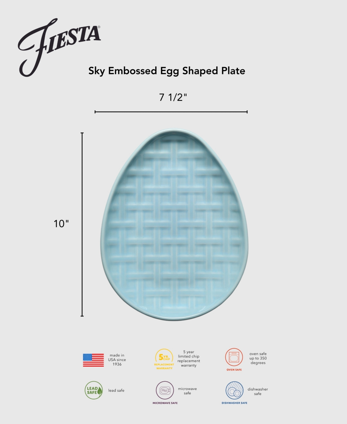 Fiesta Embossed Egg Plate In Sky