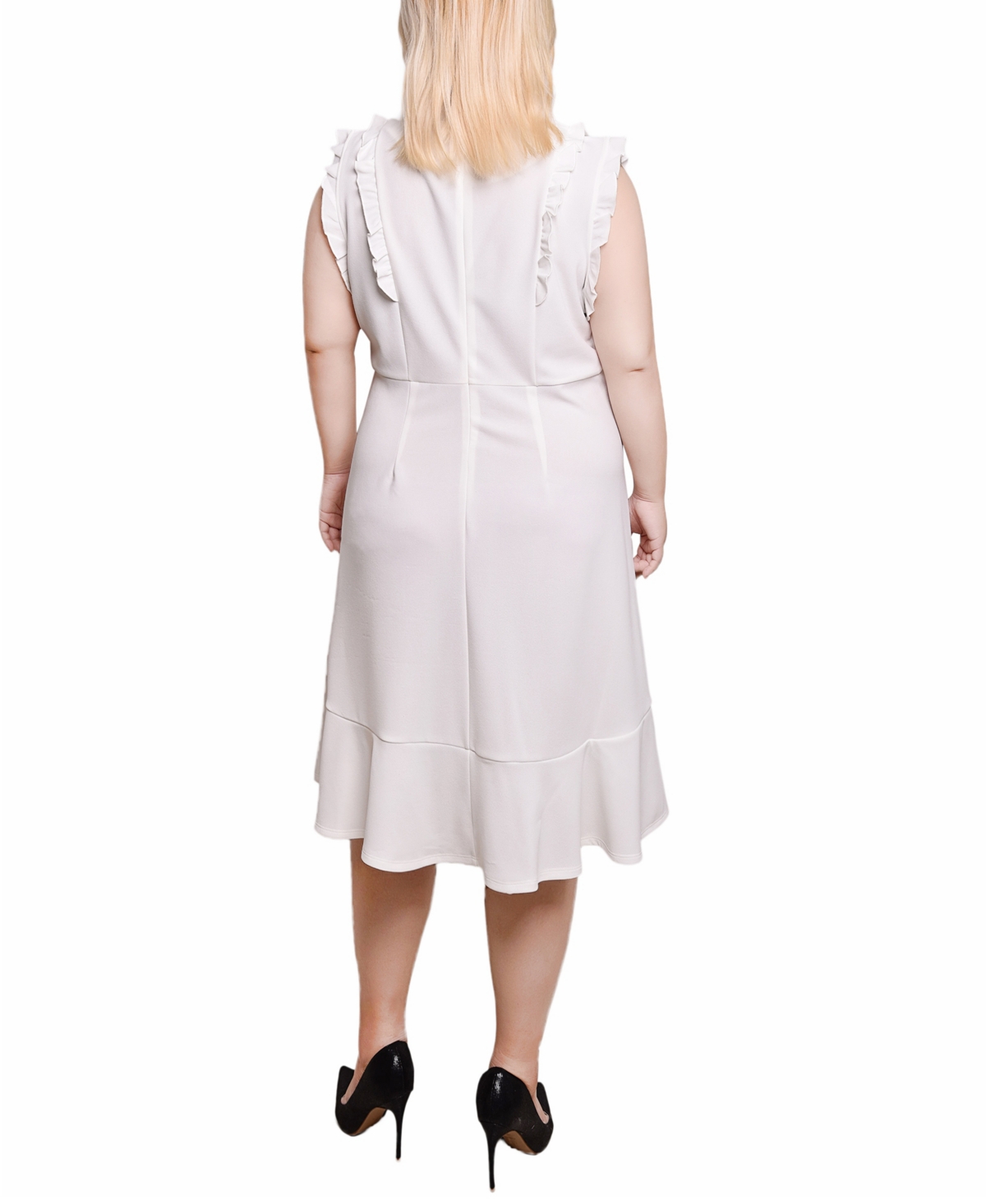 Ny Collection Plus Size Flutter Sleeve Scuba Dress In Ivory