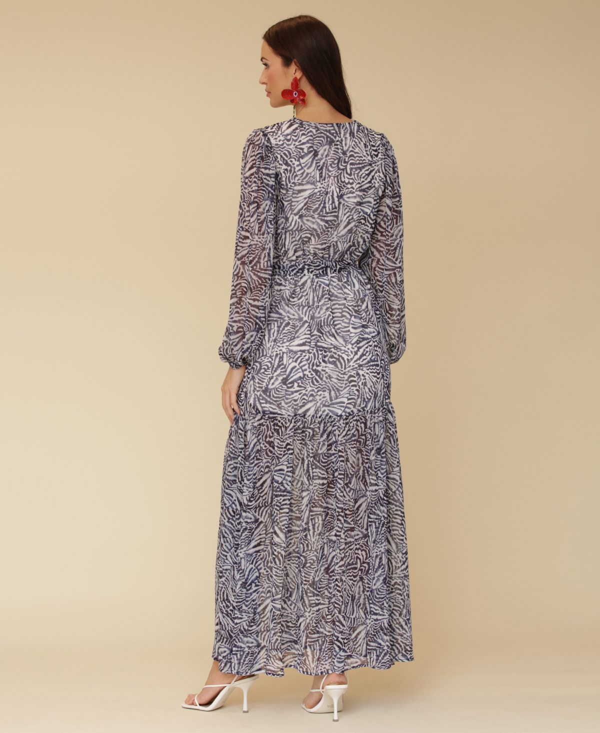 Shop Avec Les Filles Women's Printed Chiffon Maxi Dress In Papillon