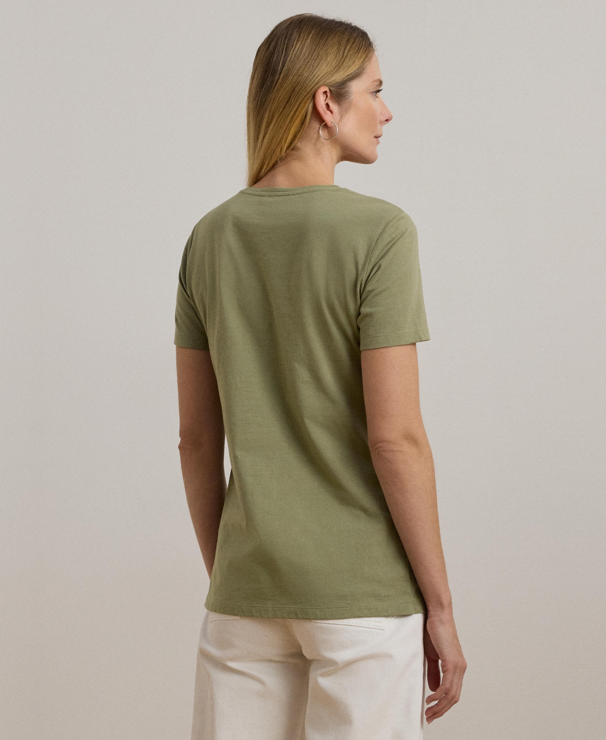 RALPH LAUREN WOMEN'S BEADED-LOGO COTTON JERSEY TEE 