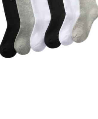 Little & Big Boys Solid Crew Socks, 6-Pack 