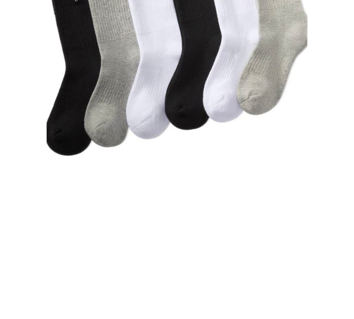 Polo Ralph Lauren Little & Big Boys Solid Crew Socks, 6-pack In Gray