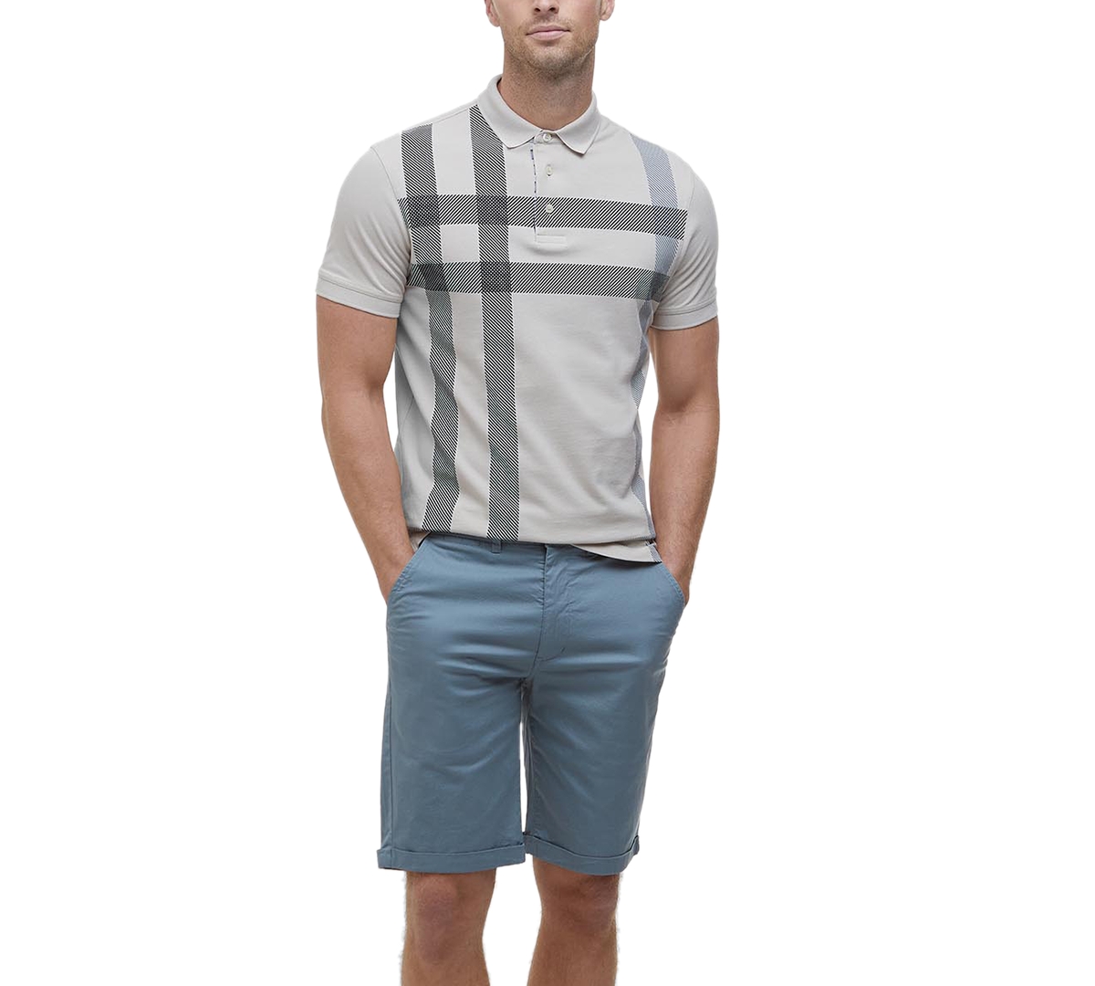 Barbour Blaine Tartan Short-sleeved Polo Shirt In Mist
