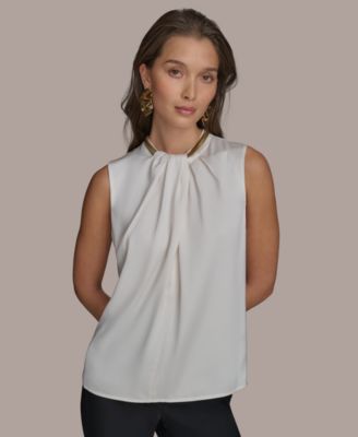 Donna Karan New York - Women's Chain Detail Twist-Front Sleeveless Top