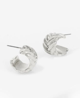 Woven Huggies Hoop Earrings
