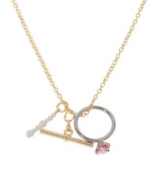 Steve Madden Punk Romance Faux Cultivated Pearl Ring Charm Necklace 3790₽