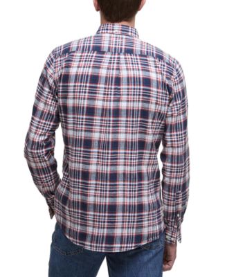 Мужская рубашка в клетку из льняной смеси Bridport Barbour Barbour, сшитая на заказ из льняной ткани в клетку Bridport