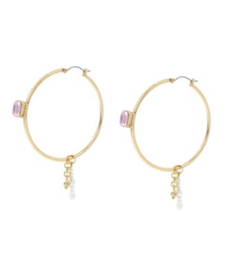 Steve Madden Punk Romance Cultivated Pearl Gem Hoop Earrings 3790₽
