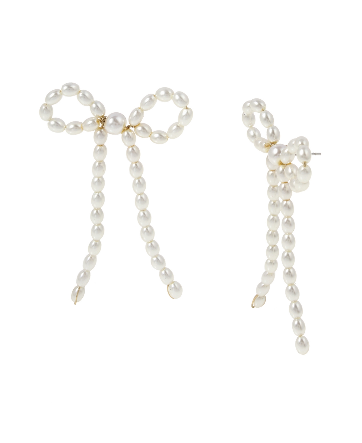 Punk Romance Faux Cultivated Pearl Bow Statement Earrings - Cultivated Pearl, Gold