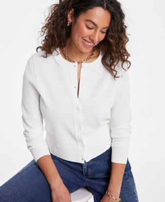 Women's Crewneck Long-Sleeve Cardigan, Exclusively at Macy's