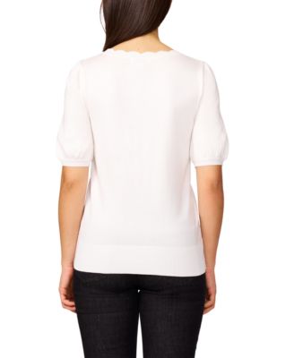Women's Scalloped Short-Sleeve Sweater 