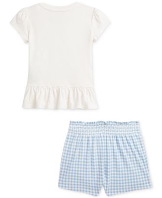 Baby Girls Polo Bear Tee & Gingham Short Set