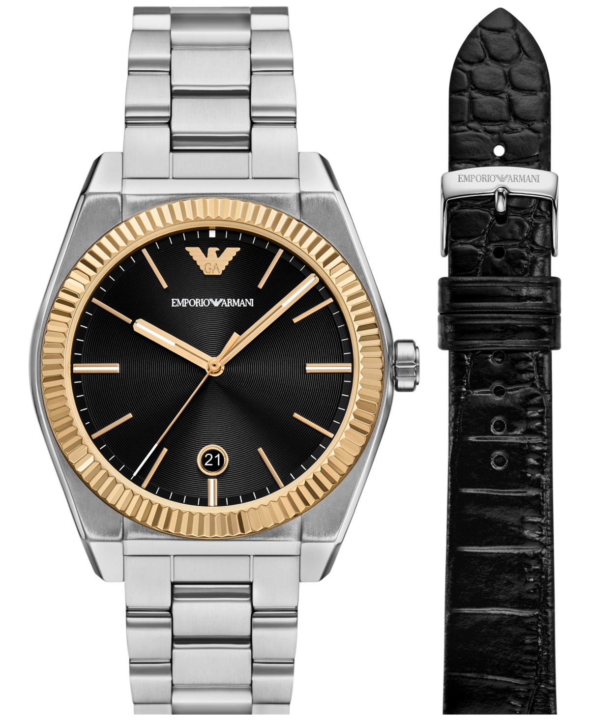 Emporio Armani Men's Interchangeable Stainless Steel Bracelet Watch 41mm Gift Set