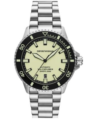 EMPORIO ARMANI キラキラ時計 New Emporio Armani Classic Ladies Watch Crystal Pave Dial Leather