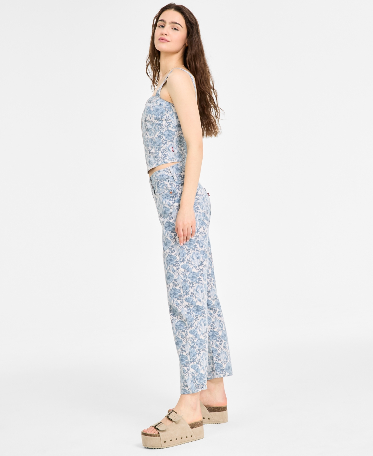 Levi's Levis Womens Floral Bustier Top Ankle Jeans In Ophelia Floral