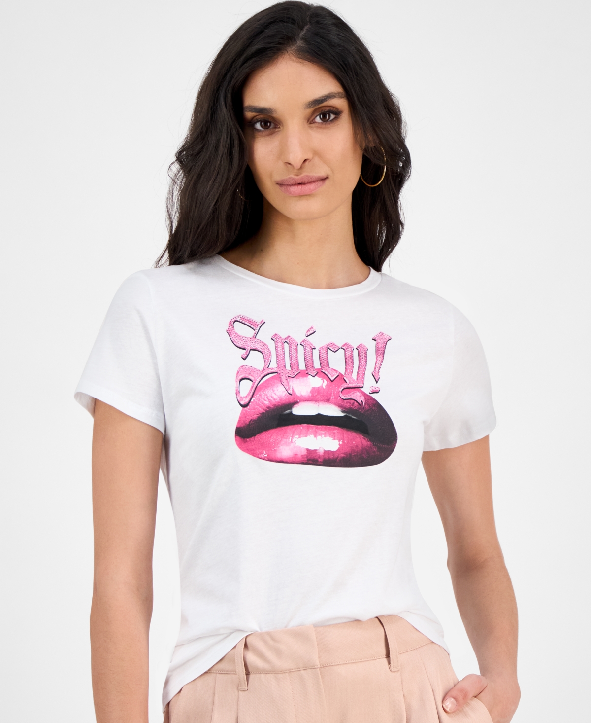 GUESS WOMEN'S SPICY LIPS GRAPHIC T-SHIRT 