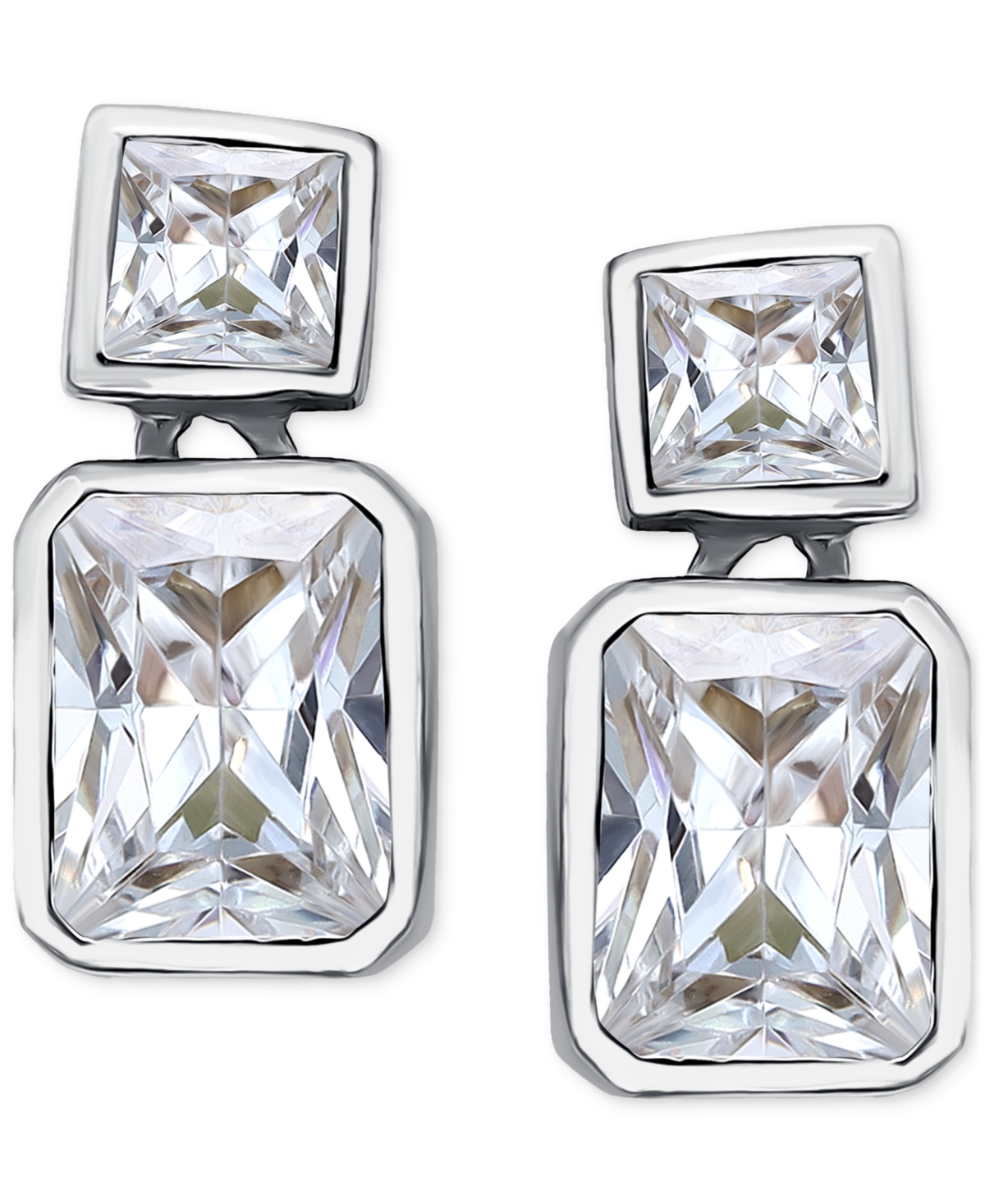 Giani Bernini Cubic Zirconia Octagon & Square Drop Earrings In 18k Gold-plated Sterling Silver, Created For Macy's In Silver