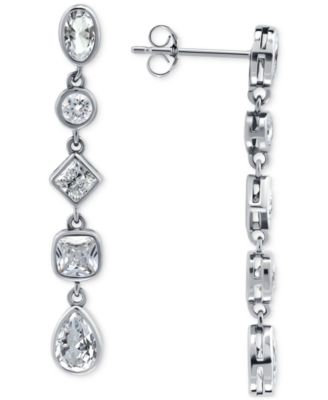 Cubic Zirconia Linear Drop Earrings (3-1/2 ct. t.w.) in 18k Yellow Gold Over Sterling Silver, Exclusively at Macy's 