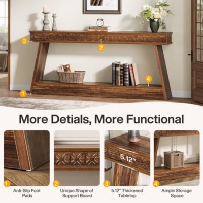 Farmhouse Entryway Table, 70.87-Inch Console Table with Storage, Wood Sofa Table Behind The Couch, Industrial Hallway Accent Table