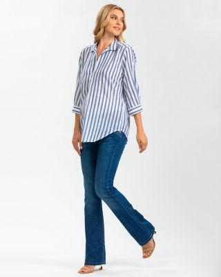 Maternity Classic Collared 3/4 Sleeve Blouse Panarea