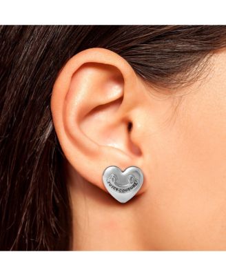 Heart Stud Earrings with Iconic Logo