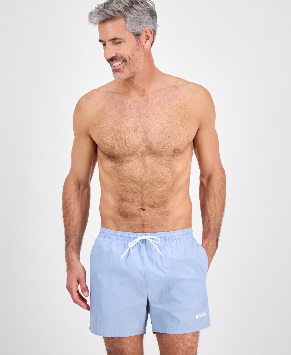 Hugo Boss Boss By  Men's Lee Drawstring 5.3" Swim Trunks, Created For Macy's In Lt,pasblue
