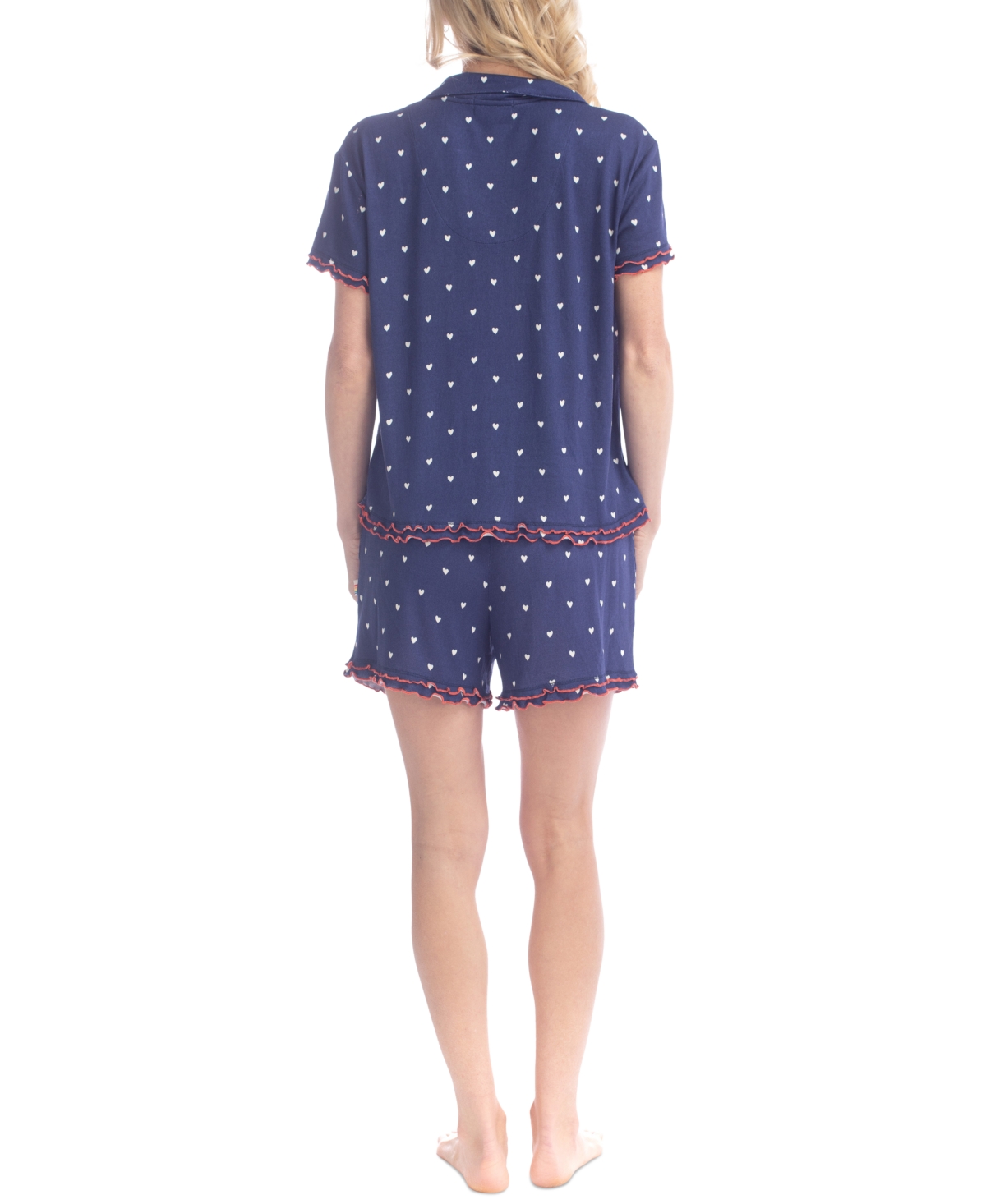 Ocean Pacific Women's Notched-collar Shortie Pajama Set In Blue